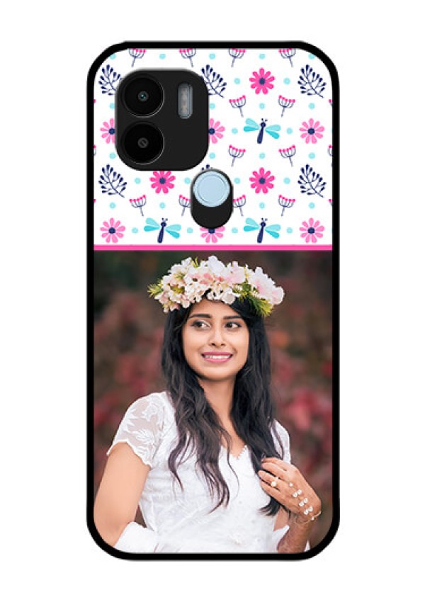 Poco C51 Photo Printing on Glass Case - Colorful Flower Design