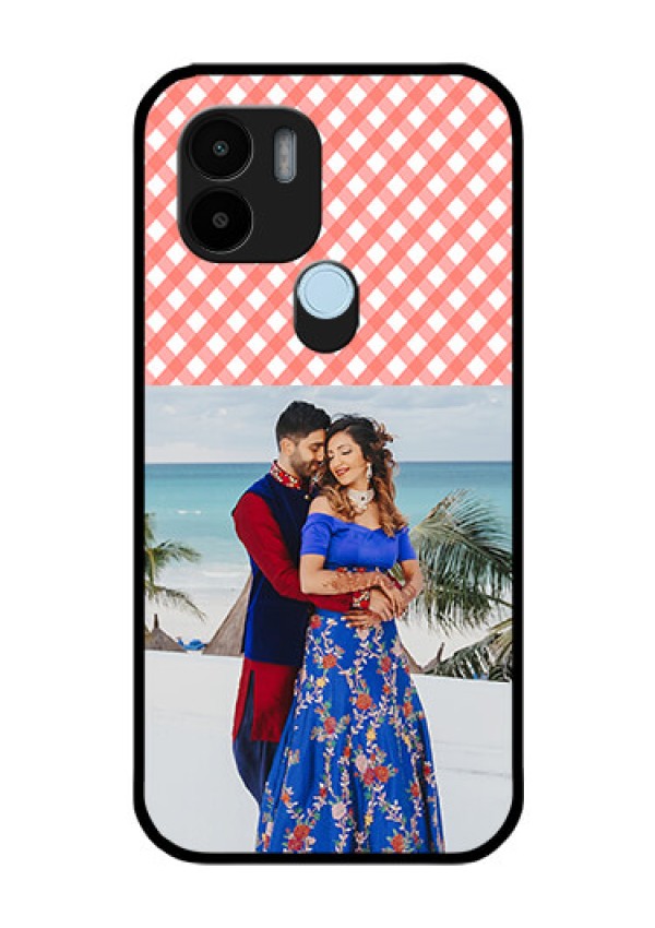Poco C51 Personalized Glass Phone Case - Pink Pattern Design