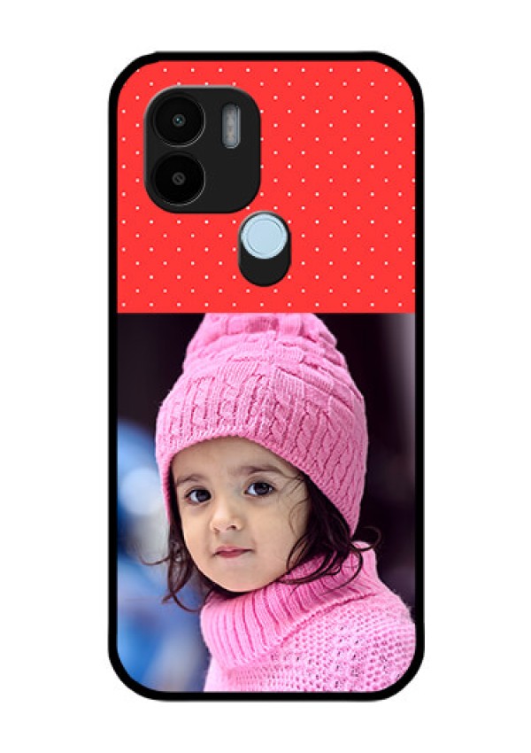 Poco C51 Photo Printing on Glass Case - Red Pattern Design