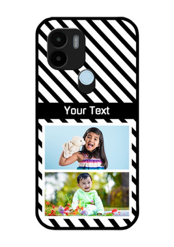 Poco C51 Photo Printing on Glass Case - Black And White Stripes Design