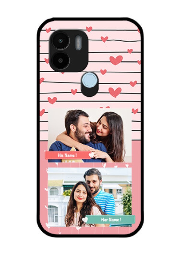 Poco C51 Custom Glass Mobile Case - Photo with Heart Design