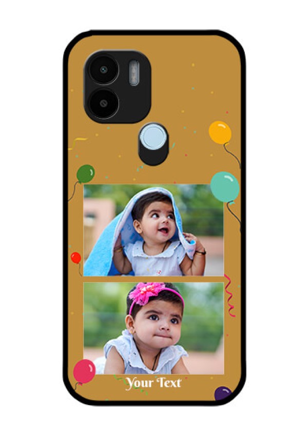 Poco C51 Personalized Glass Phone Case - Image Holder with Birthday Celebrations Design