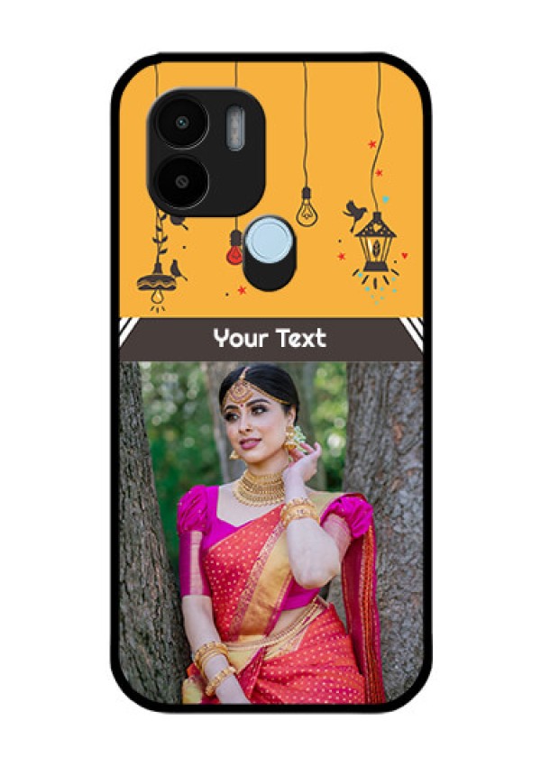 Poco C51 Custom Glass Mobile Case - with Family Picture and Icons