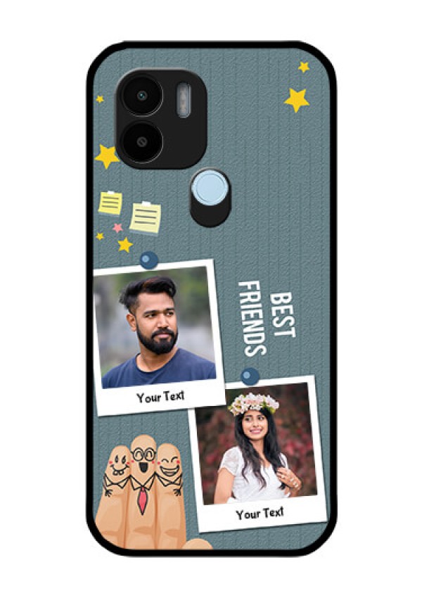 Poco C51 Personalized Glass Phone Case - Sticky Frames and Friendship Design