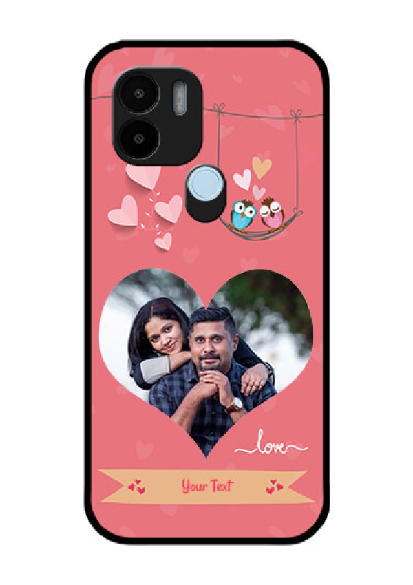 Poco C51 Personalized Glass Phone Case - Peach Color Love Design