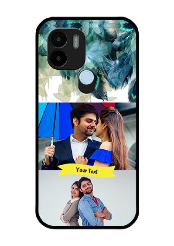 Poco C51 Personalized Glass Phone Case - Image with Boho Peacock Feather Design