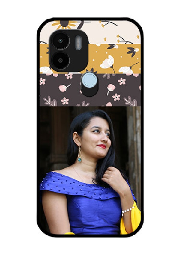 Poco C51 Custom Glass Phone Case - Stylish Floral Design