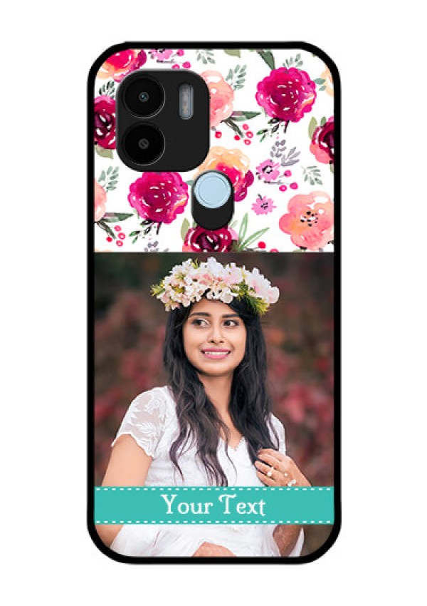 Poco C51 Custom Glass Phone Case - Watercolor Floral Design