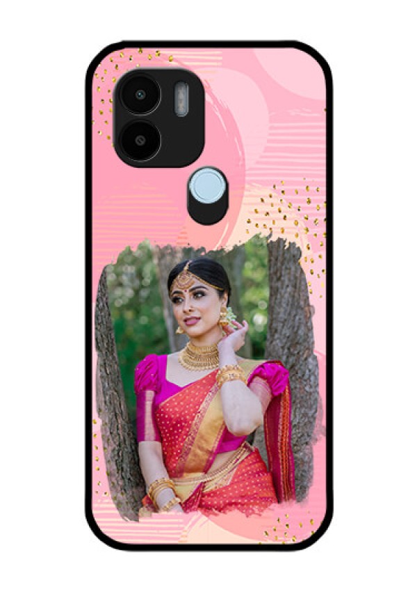 Poco C51 Personalized Glass Phone Case - Gold Glitter Splash Design