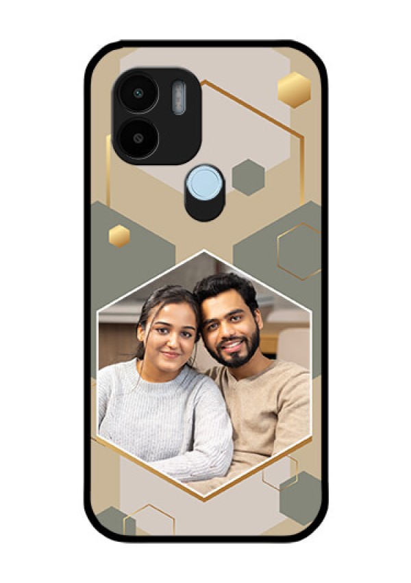 Poco C51 Photo Printing on Glass Case - Stylish Hexagon Pattern Design