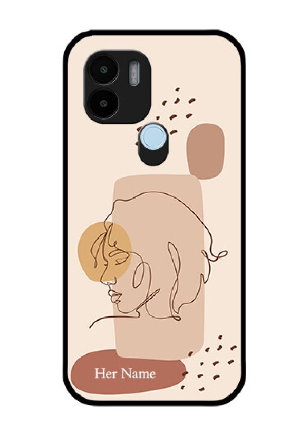 Poco C51 Photo Printing on Glass Case - Calm Woman line art Design