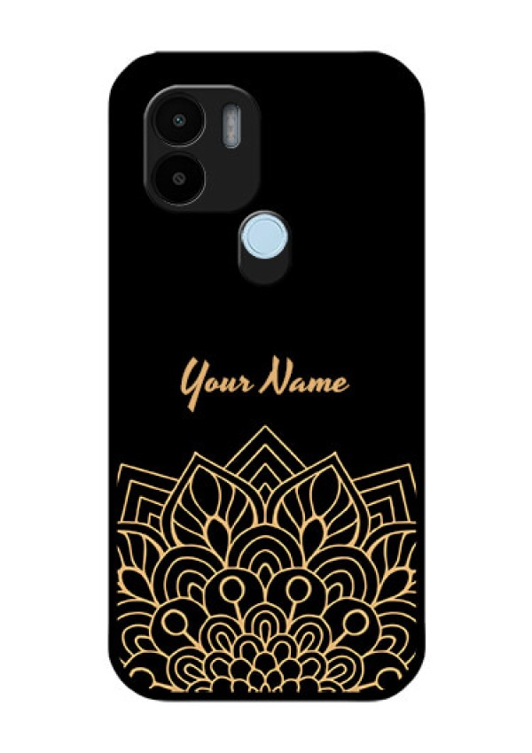 Poco C51 Custom Glass Phone Case - Golden mandala Design