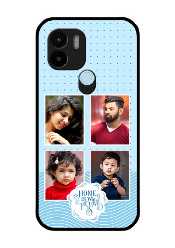 Poco C51 Custom Glass Phone Case - Cute love quote with 4 pic upload Design