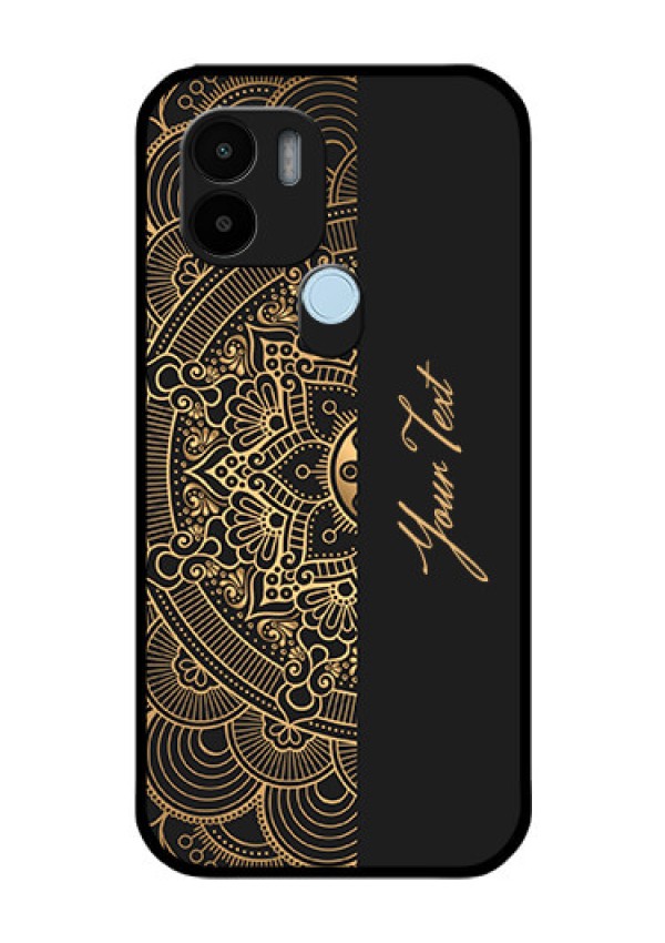 Poco C51 Photo Printing on Glass Case - Mandala art with custom text Design