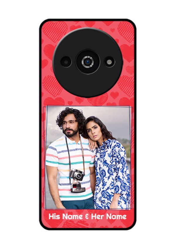 Poco C61 Custom Glass Phone Case - With Red Heart Symbols Design