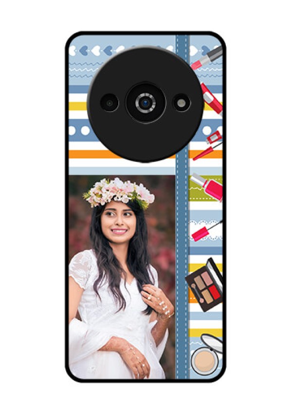 Poco C61 Custom Glass Phone Case - Makeup Icons Design