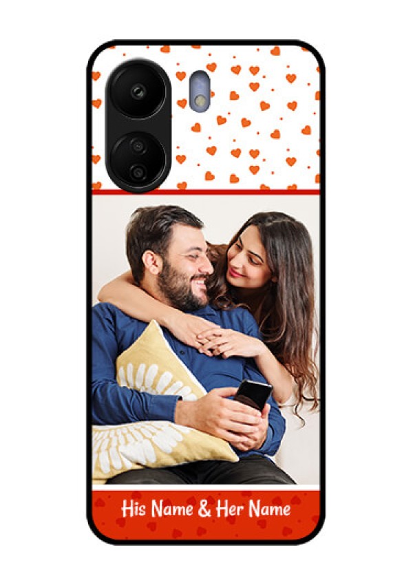 Poco C65 Custom Glass Phone Case - Orange Love Symbol Design
