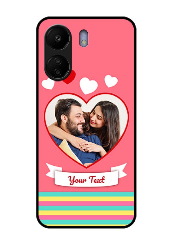 Poco C65 Custom Glass Phone Case - Love Shapes Doodle Design