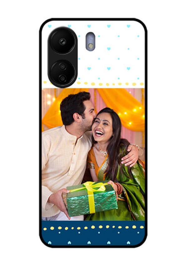 Poco C65 Custom Glass Phone Case - White And Blue Abstract Design