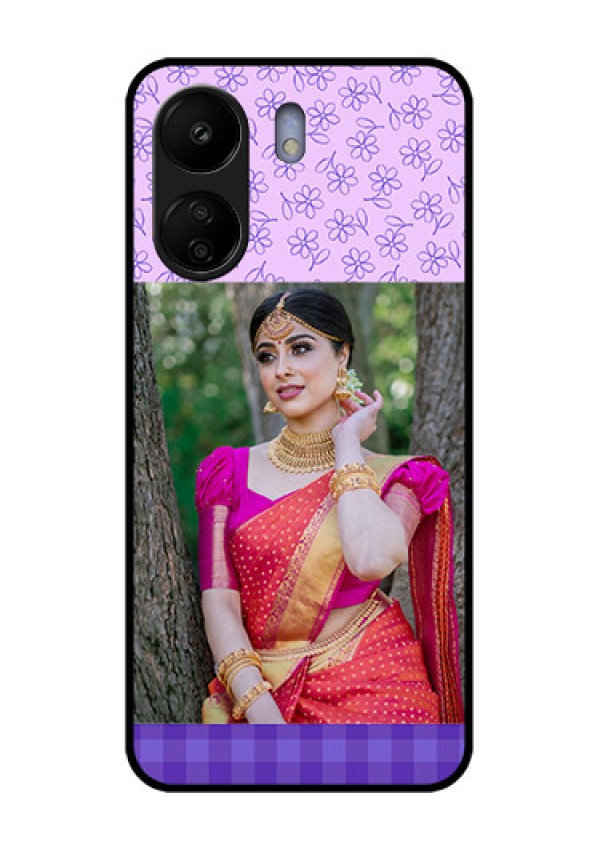 Poco C65 Custom Glass Phone Case - Purple Floral Design