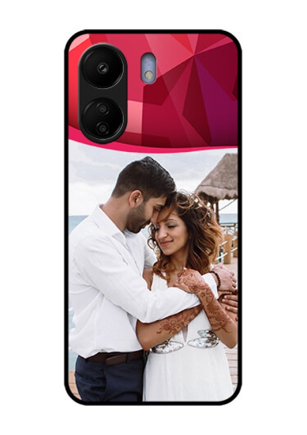 Poco C65 Custom Glass Phone Case - Red Abstract Design