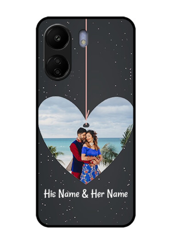 Poco C65 Custom Glass Phone Case - Hanging Heart Design
