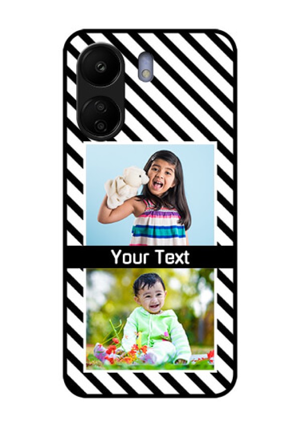 Poco C65 Custom Glass Phone Case - Black And White Stripes Design
