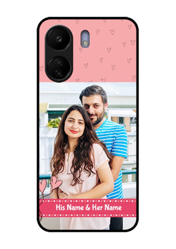 Poco C65 Custom Glass Phone Case - Love Design Peach Color