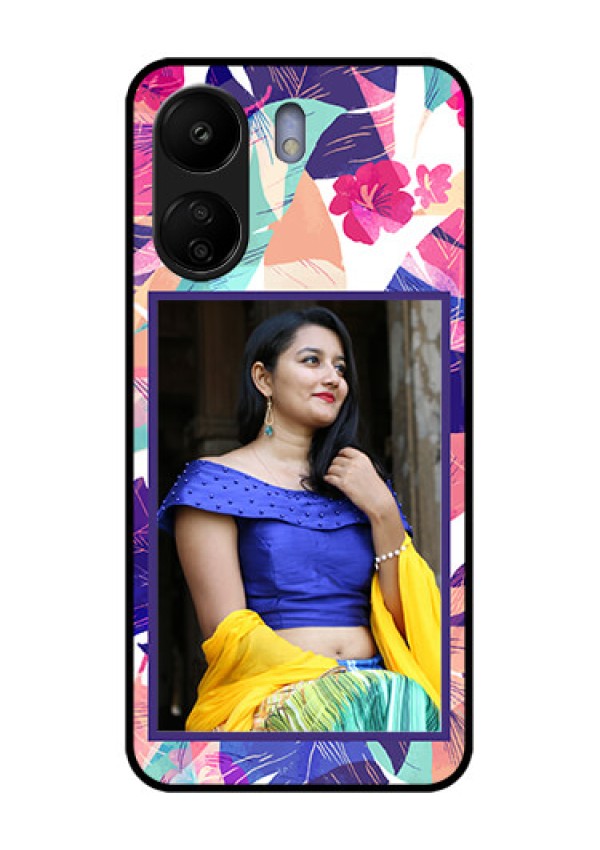 Poco C65 Custom Glass Phone Case - Abstract Floral Design