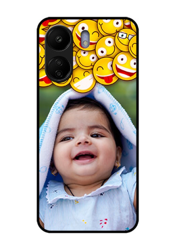 Poco C65 Custom Glass Phone Case - With Smiley Emoji Design