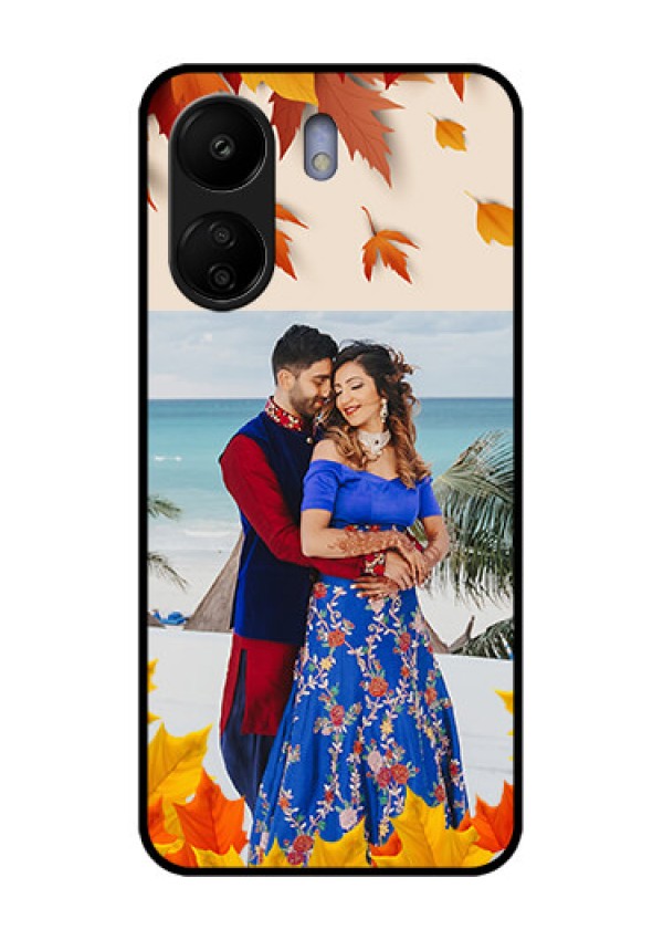 Poco C65 Custom Glass Phone Case - Autumn Maple Leaves Design