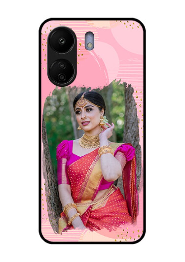 Poco C65 Custom Glass Phone Case - Gold Glitter Splash Design