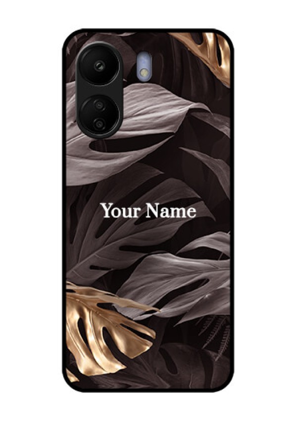Poco C65 Custom Glass Phone Case - Wild Leaves Digital Paint Design
