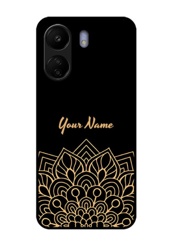 Poco C65 Custom Glass Phone Case - Golden Mandala Design