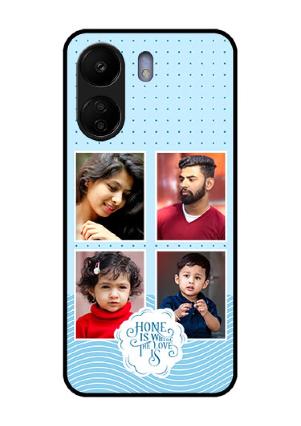 Poco C65 Custom Glass Phone Case - Cute Love Quote With 4 Pic Upload Design
