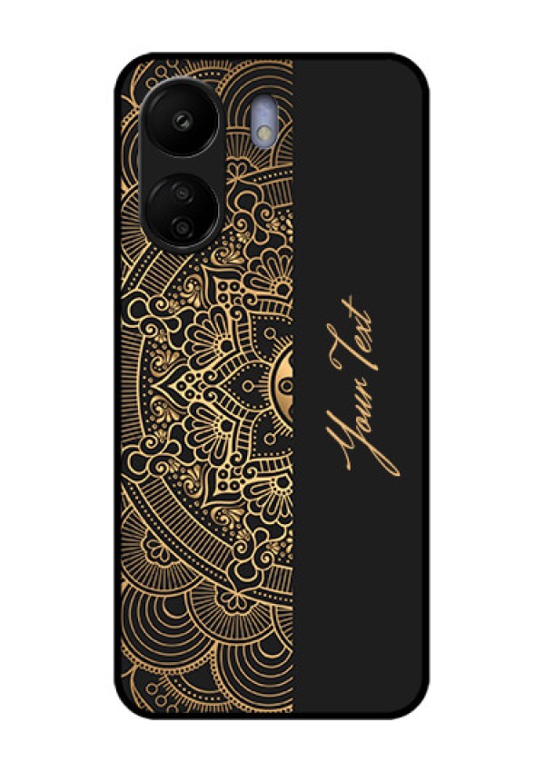 Poco C65 Custom Glass Phone Case - Mandala Art With Custom Text Design