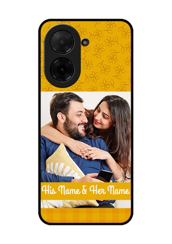Poco C71 Custom Glass Phone Case - Yellow Floral Design