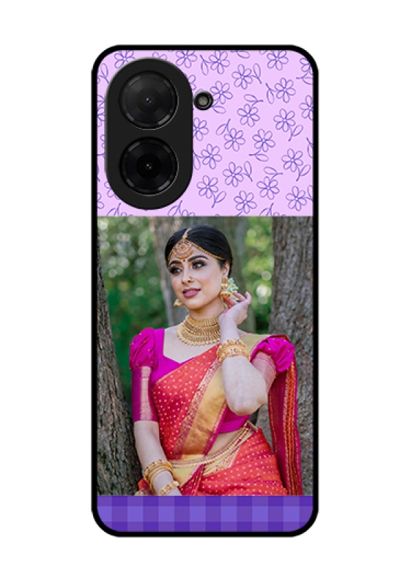 Poco C71 Custom Glass Phone Case - Purple Floral Design