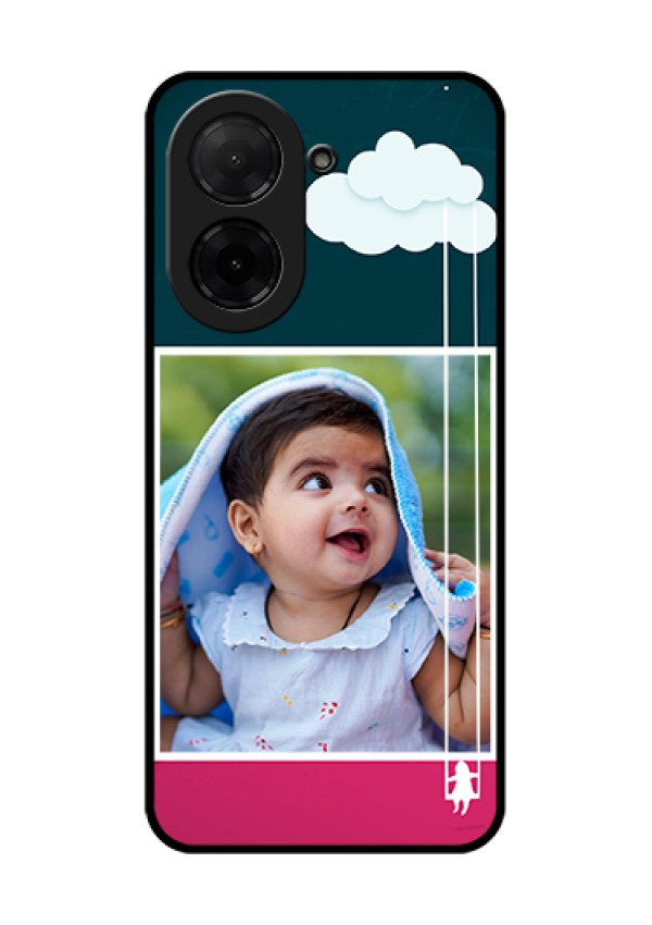 Poco C71 Custom Glass Phone Case - Cute Girl With Cloud Design
