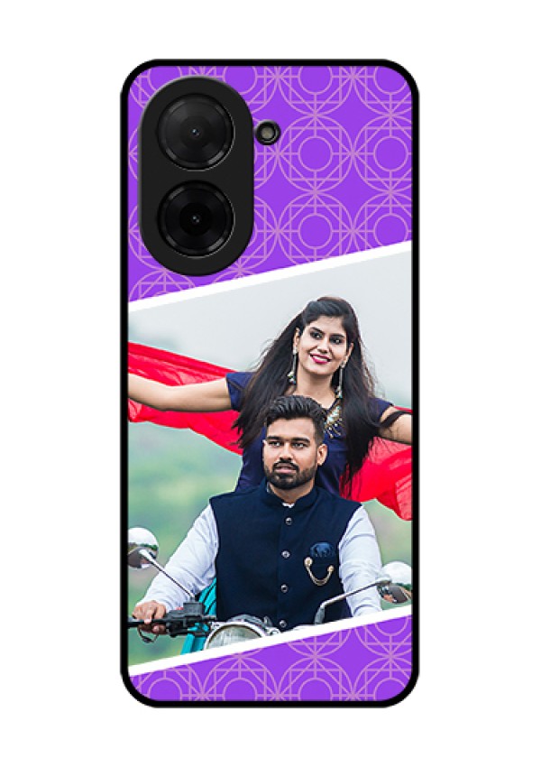 Poco C71 Custom Glass Phone Case - Violet Color Pattern Design