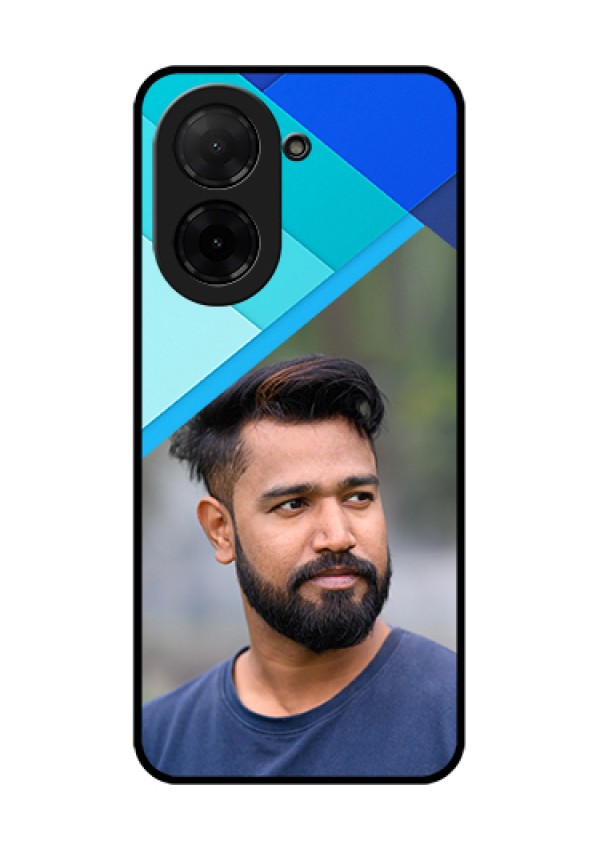 Poco C71 Custom Glass Phone Case - Blue Pattern Design