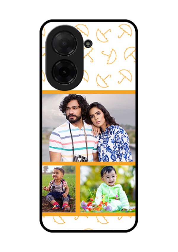 Poco C71 Custom Glass Phone Case - Yellow Pattern Design