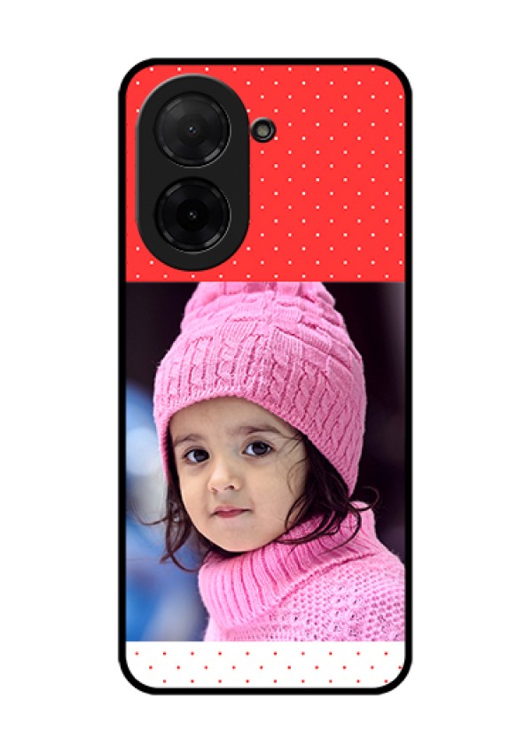 Poco C71 Custom Glass Phone Case - Red Pattern Design