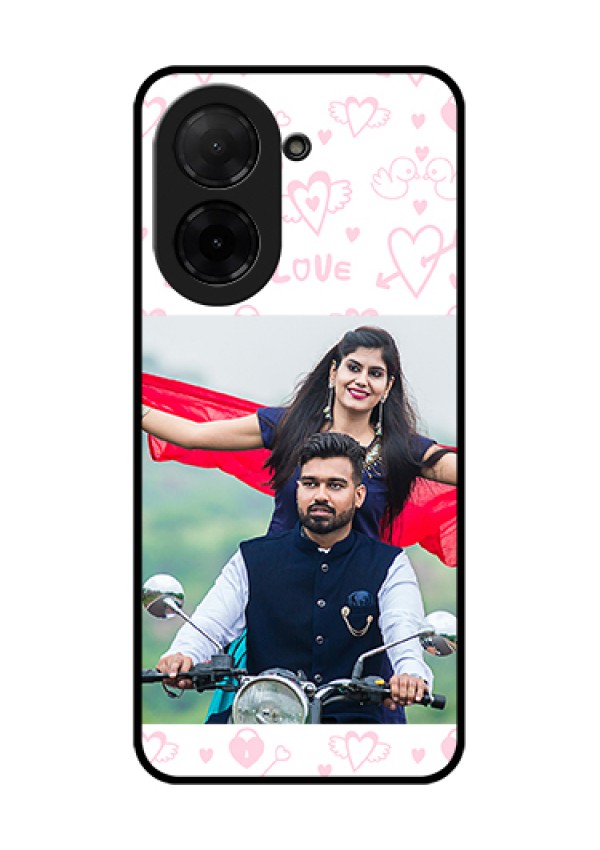 Poco C71 Custom Glass Phone Case - Pink Flying Heart Design
