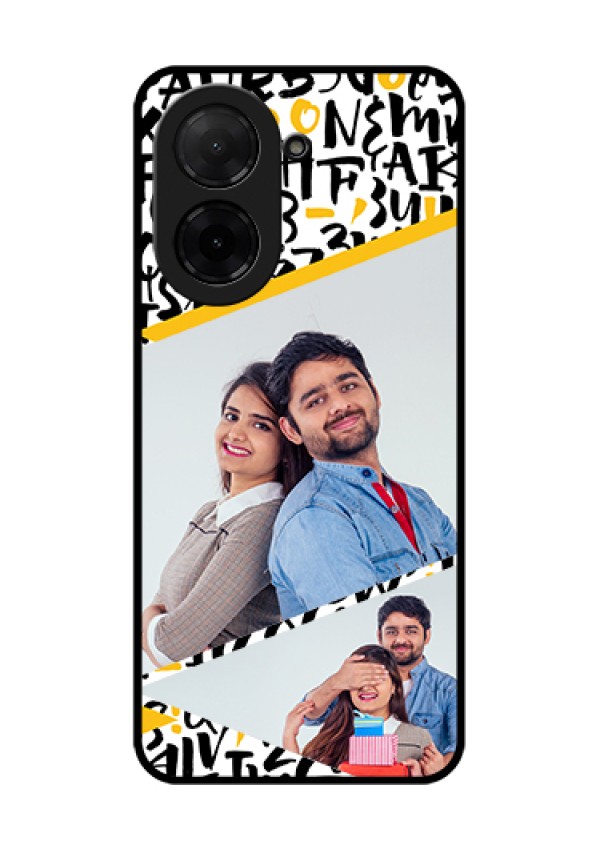 Poco C71 Custom Glass Phone Case - Letters Pattern Design