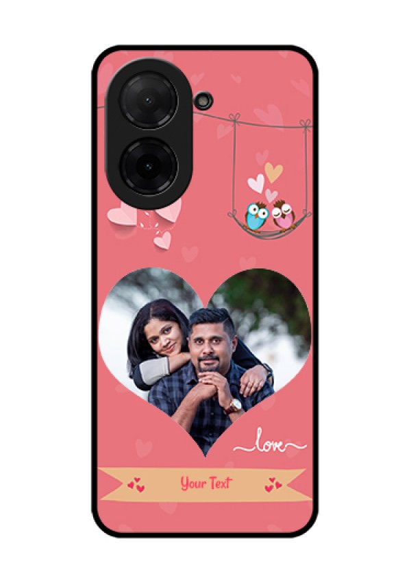 Poco C71 Custom Glass Phone Case - Peach Color Love Design