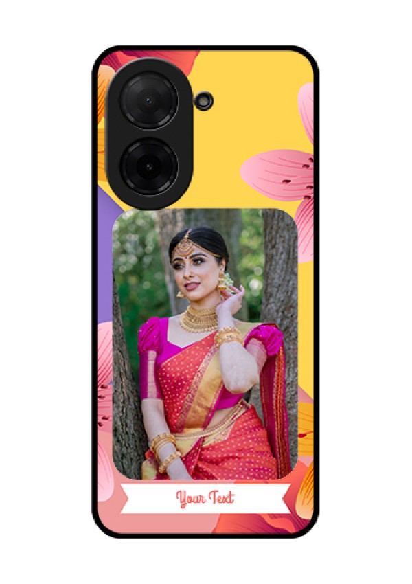 Poco C71 Custom Glass Phone Case - 3 Image With Vintage Floral Design