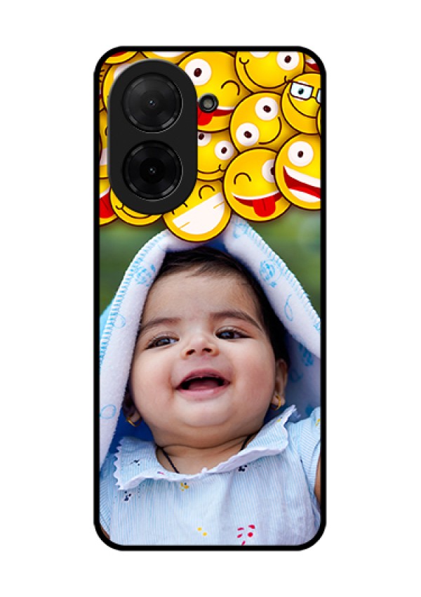 Poco C71 Custom Glass Phone Case - With Smiley Emoji Design