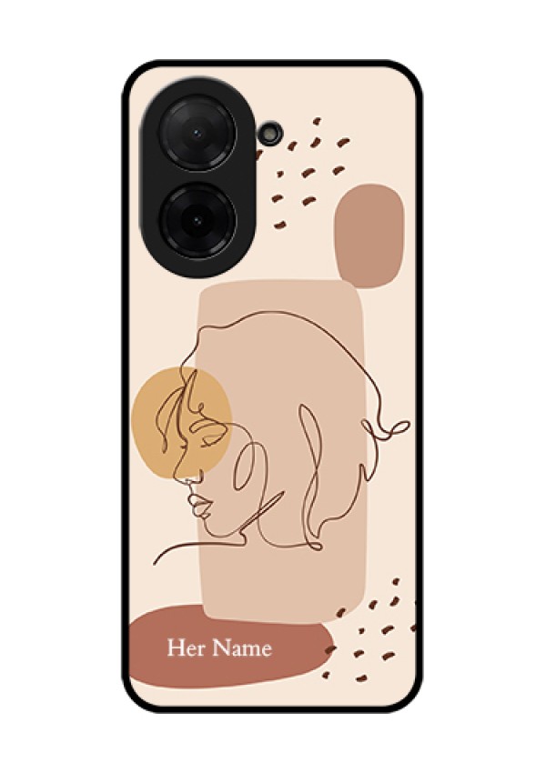 Poco C71 Custom Glass Phone Case - Calm Woman Line Art Design