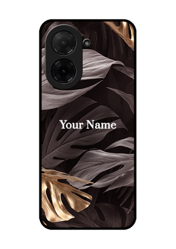Poco C71 Custom Glass Phone Case - Wild Leaves Digital Paint Design